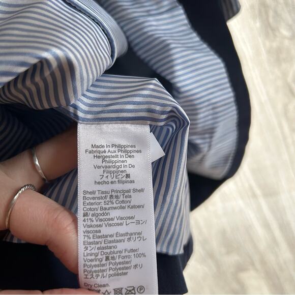 J. Crew Cotton Blend Two Button Blazer Navy Blue Suit Jacket NWT Size 4 - Picture 5 of 7